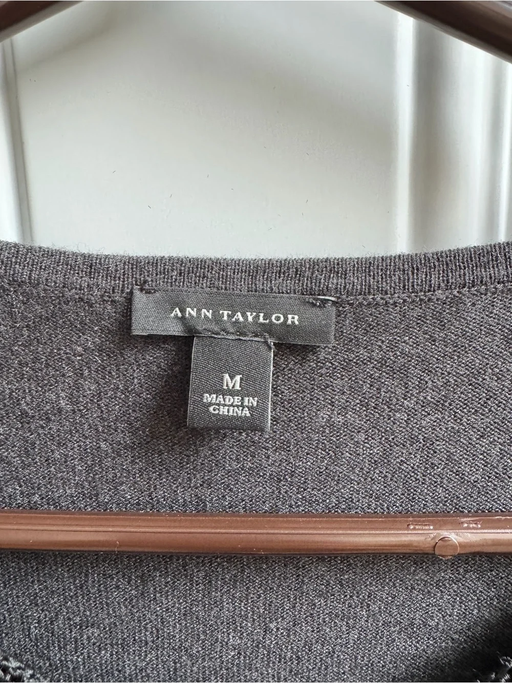 Ann Taylor Charcoal Gray Sweater with Beaded Collar